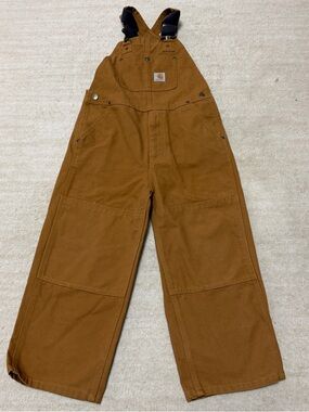 Carhartt Overalls Duck Brown Bib Unlined Double Knee Canvas OX8601-B Boy's 8